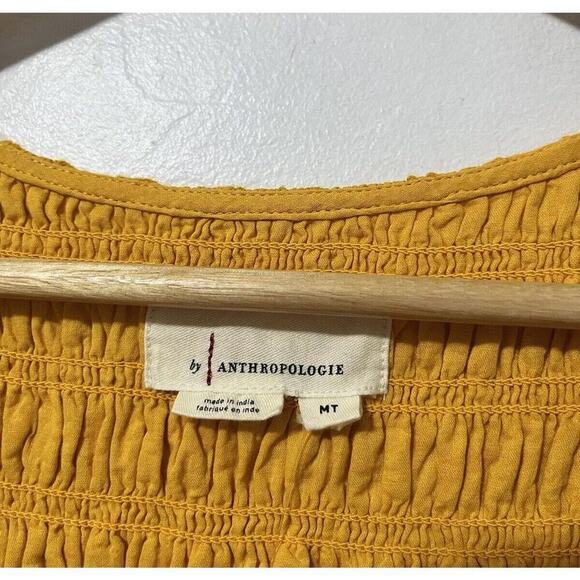 Anthropologie Peregrine Eyelet Wide Leg Jumpsuit Size M TALL Yellow Smocked NEW - Picture 6 of 10